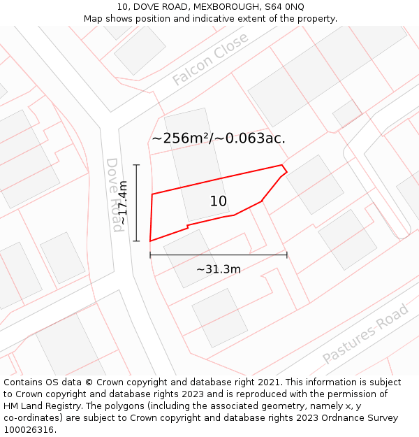 10, DOVE ROAD, MEXBOROUGH, S64 0NQ: Plot and title map
