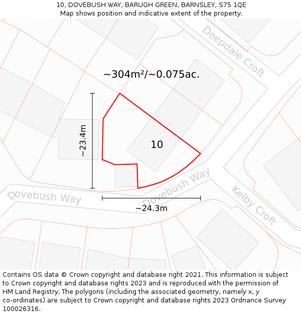 10, DOVEBUSH WAY, BARUGH GREEN, BARNSLEY, S75 1QE: Plot and title map