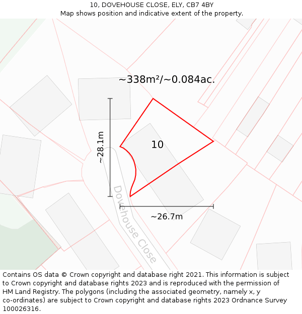 10, DOVEHOUSE CLOSE, ELY, CB7 4BY: Plot and title map
