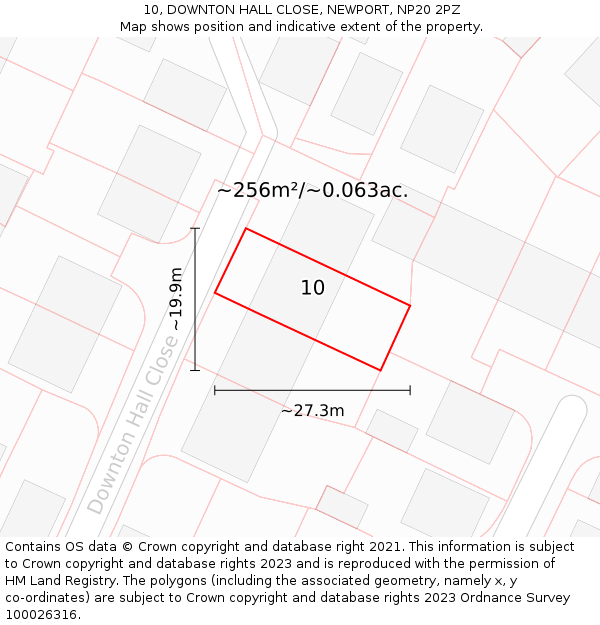 10, DOWNTON HALL CLOSE, NEWPORT, NP20 2PZ: Plot and title map