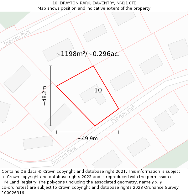 10, DRAYTON PARK, DAVENTRY, NN11 8TB: Plot and title map