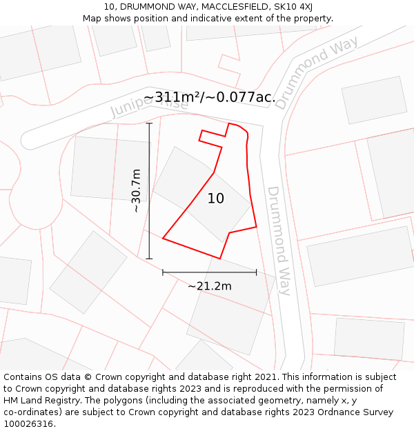 10, DRUMMOND WAY, MACCLESFIELD, SK10 4XJ: Plot and title map
