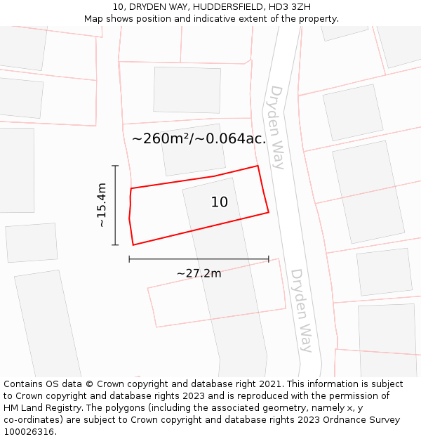 10, DRYDEN WAY, HUDDERSFIELD, HD3 3ZH: Plot and title map