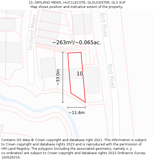 10, DRYLAND MEWS, HUCCLECOTE, GLOUCESTER, GL3 3UP: Plot and title map
