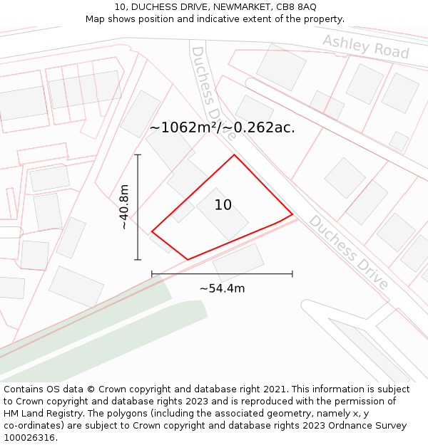 10, DUCHESS DRIVE, NEWMARKET, CB8 8AQ: Plot and title map