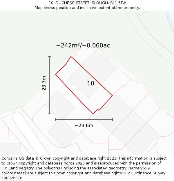 10, DUCHESS STREET, SLOUGH, SL1 5TW: Plot and title map
