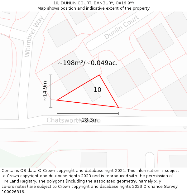 10, DUNLIN COURT, BANBURY, OX16 9YY: Plot and title map