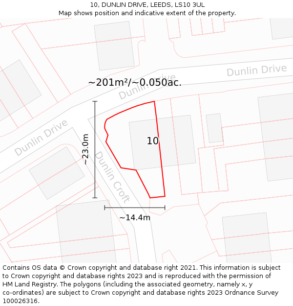 10, DUNLIN DRIVE, LEEDS, LS10 3UL: Plot and title map