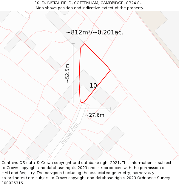 10, DUNSTAL FIELD, COTTENHAM, CAMBRIDGE, CB24 8UH: Plot and title map