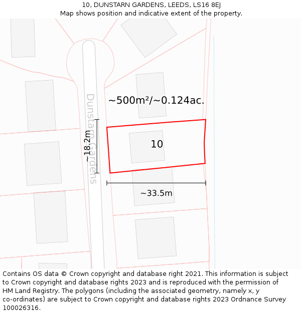 10, DUNSTARN GARDENS, LEEDS, LS16 8EJ: Plot and title map
