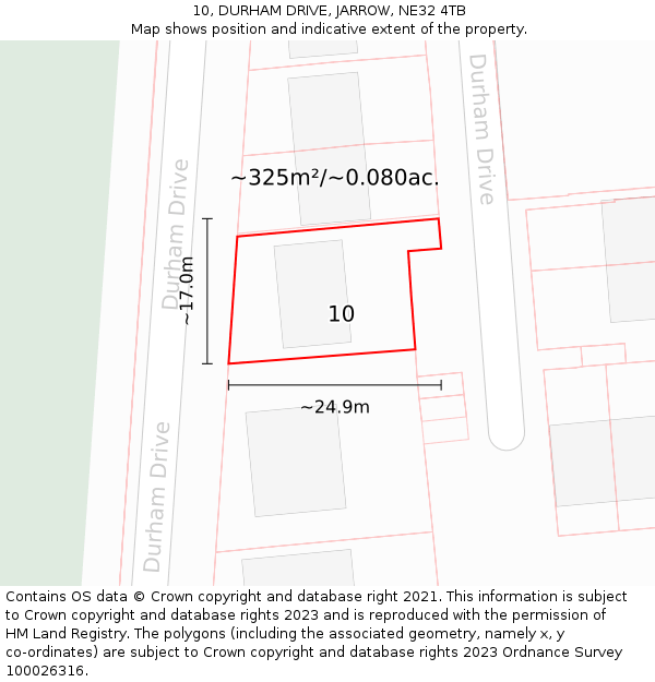 10, DURHAM DRIVE, JARROW, NE32 4TB: Plot and title map