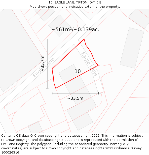10, EAGLE LANE, TIPTON, DY4 0JE: Plot and title map