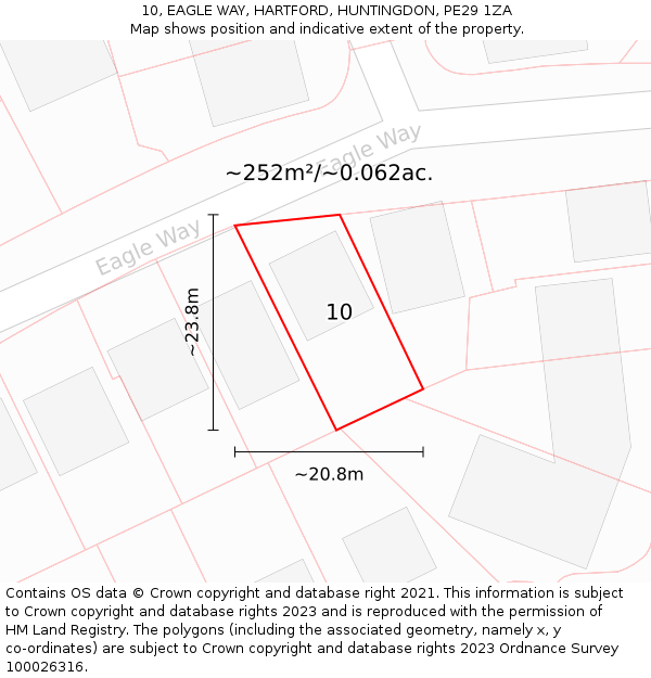 10, EAGLE WAY, HARTFORD, HUNTINGDON, PE29 1ZA: Plot and title map