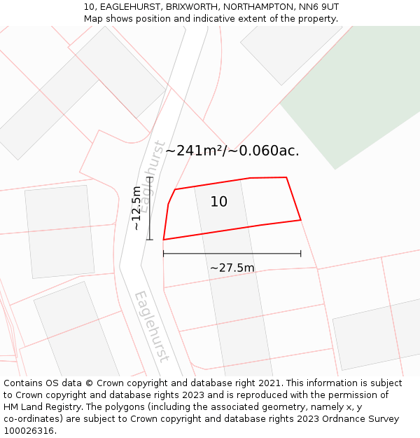 10, EAGLEHURST, BRIXWORTH, NORTHAMPTON, NN6 9UT: Plot and title map