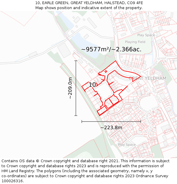 10, EARLE GREEN, GREAT YELDHAM, HALSTEAD, CO9 4FE: Plot and title map