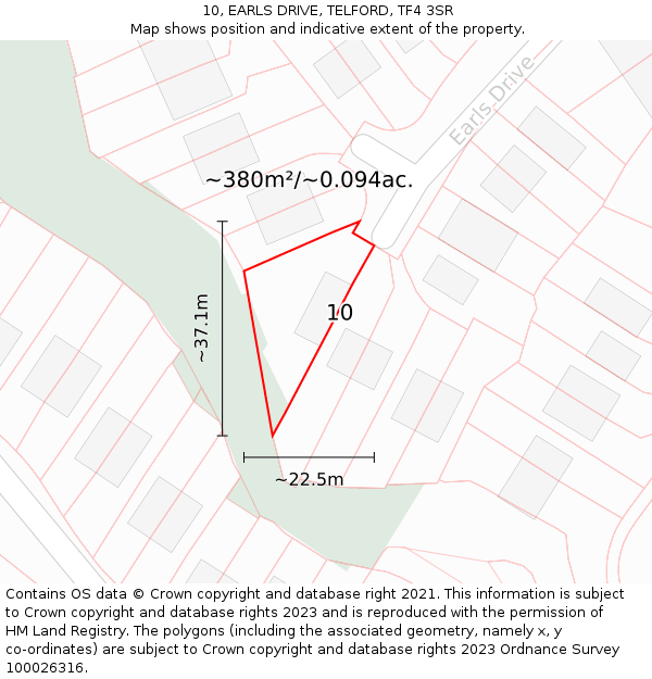 10, EARLS DRIVE, TELFORD, TF4 3SR: Plot and title map