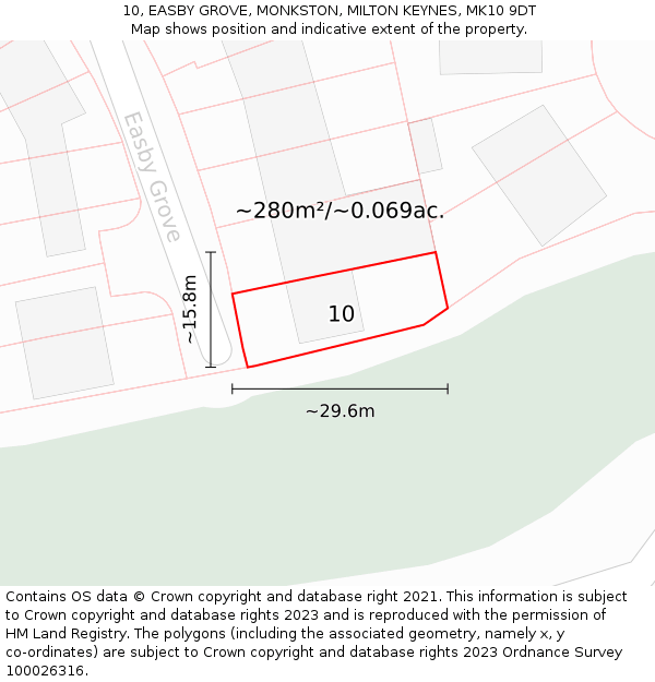 10, EASBY GROVE, MONKSTON, MILTON KEYNES, MK10 9DT: Plot and title map
