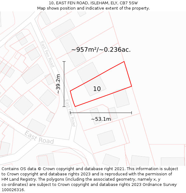 10, EAST FEN ROAD, ISLEHAM, ELY, CB7 5SW: Plot and title map