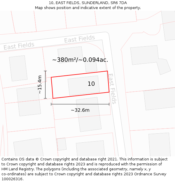 10, EAST FIELDS, SUNDERLAND, SR6 7DA: Plot and title map