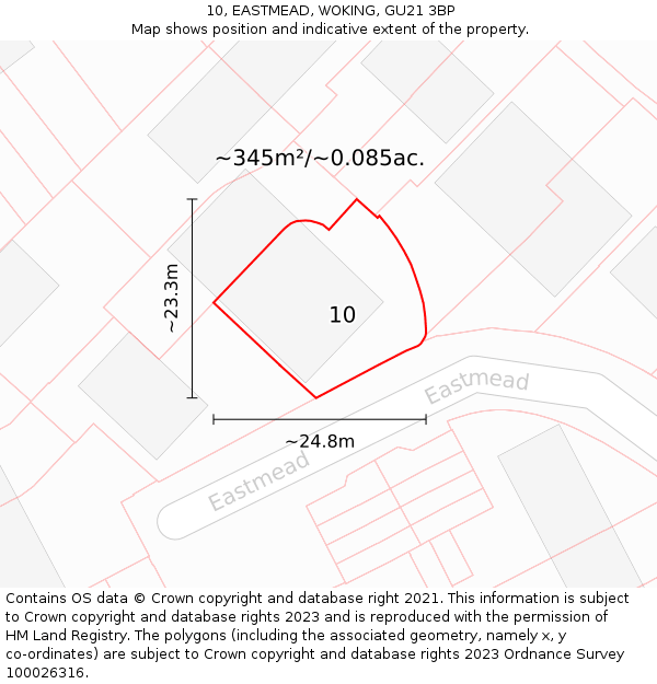 10, EASTMEAD, WOKING, GU21 3BP: Plot and title map