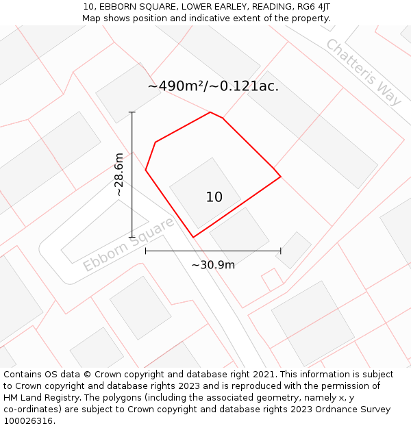 10, EBBORN SQUARE, LOWER EARLEY, READING, RG6 4JT: Plot and title map