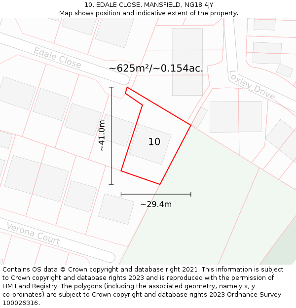 10, EDALE CLOSE, MANSFIELD, NG18 4JY: Plot and title map