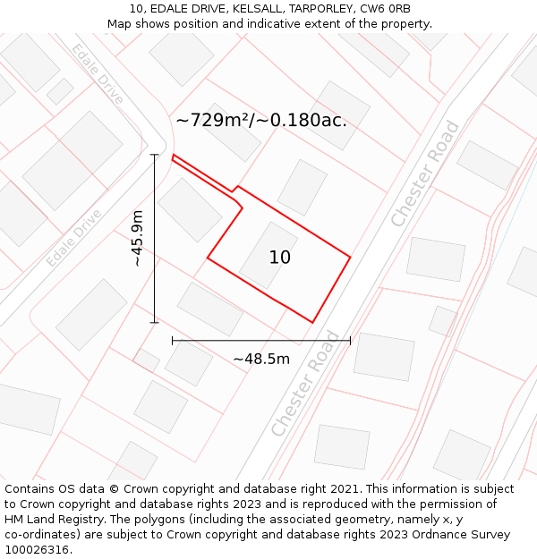 10, EDALE DRIVE, KELSALL, TARPORLEY, CW6 0RB: Plot and title map
