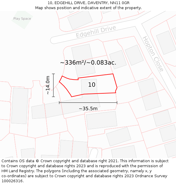10, EDGEHILL DRIVE, DAVENTRY, NN11 0GR: Plot and title map