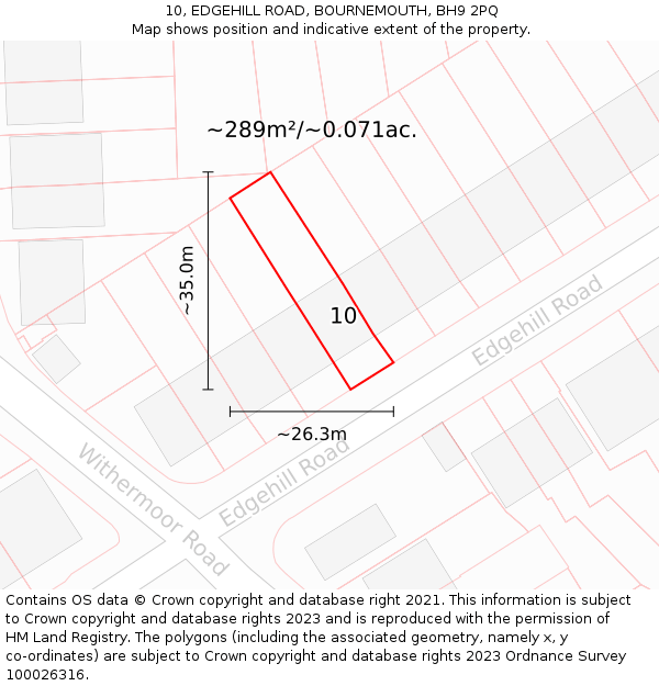10, EDGEHILL ROAD, BOURNEMOUTH, BH9 2PQ: Plot and title map