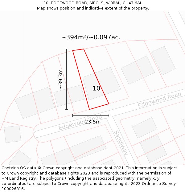 10, EDGEWOOD ROAD, MEOLS, WIRRAL, CH47 6AL: Plot and title map