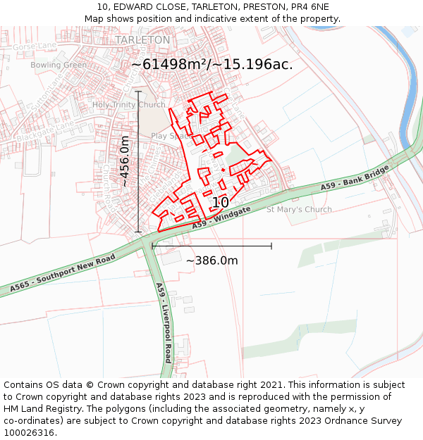 10, EDWARD CLOSE, TARLETON, PRESTON, PR4 6NE: Plot and title map