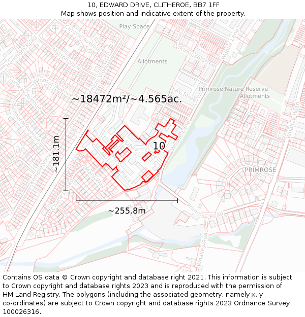 10, EDWARD DRIVE, CLITHEROE, BB7 1FF: Plot and title map