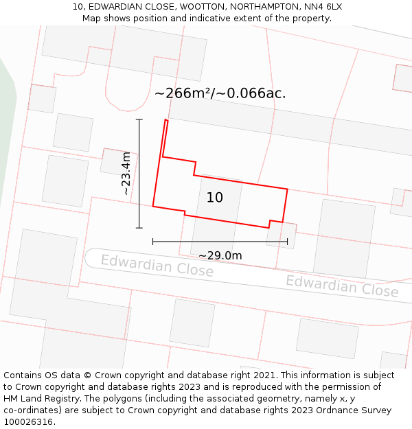 10, EDWARDIAN CLOSE, WOOTTON, NORTHAMPTON, NN4 6LX: Plot and title map