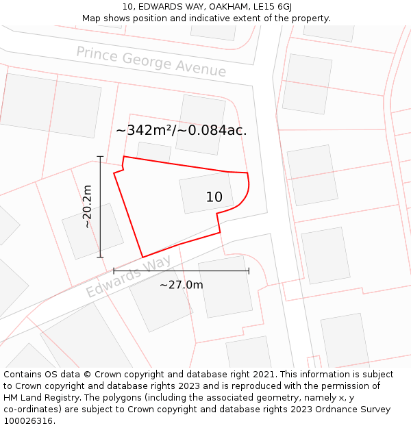 10, EDWARDS WAY, OAKHAM, LE15 6GJ: Plot and title map