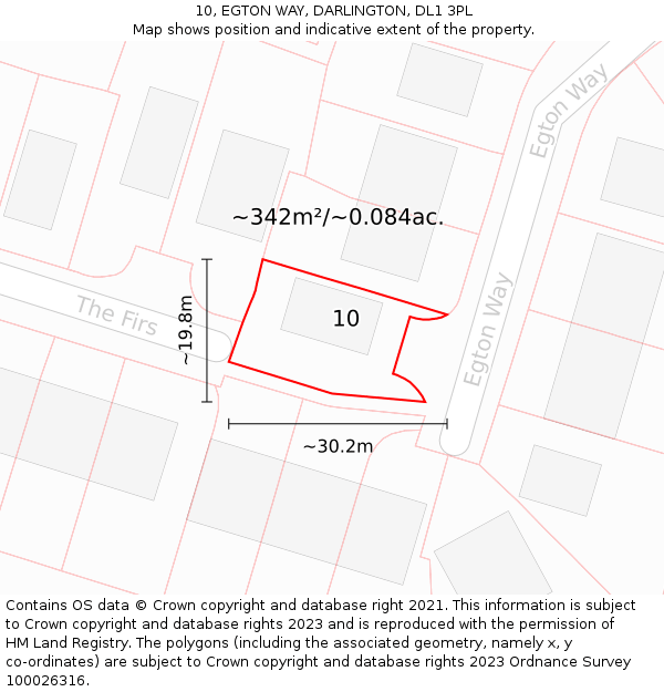 10, EGTON WAY, DARLINGTON, DL1 3PL: Plot and title map