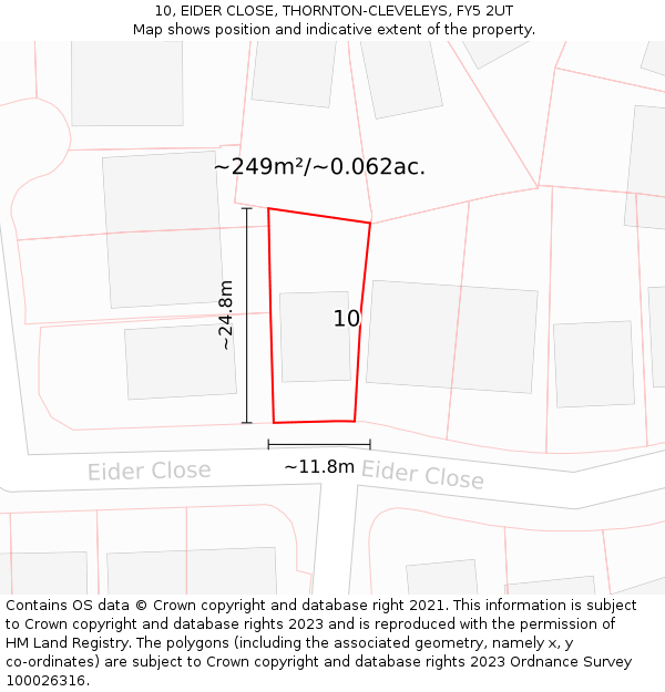 10, EIDER CLOSE, THORNTON-CLEVELEYS, FY5 2UT: Plot and title map
