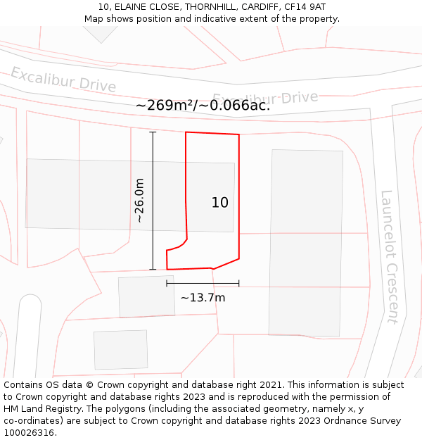 10, ELAINE CLOSE, THORNHILL, CARDIFF, CF14 9AT: Plot and title map
