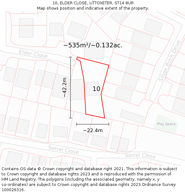 10, ELDER CLOSE, UTTOXETER, ST14 8UR: Plot and title map