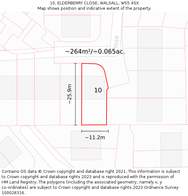 10, ELDERBERRY CLOSE, WALSALL, WS5 4SX: Plot and title map