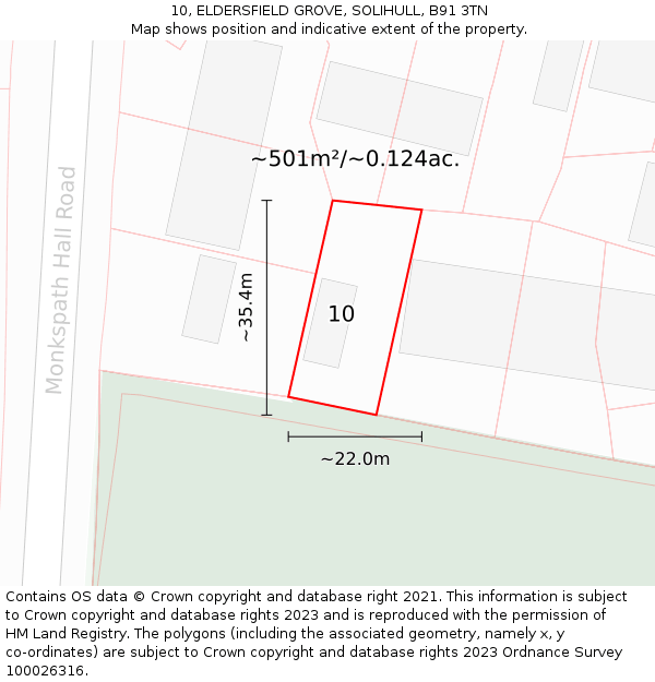 10, ELDERSFIELD GROVE, SOLIHULL, B91 3TN: Plot and title map
