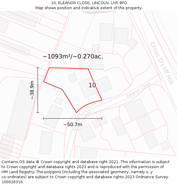 10, ELEANOR CLOSE, LINCOLN, LN5 8PG: Plot and title map
