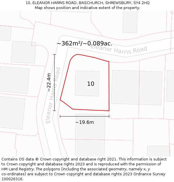 10, ELEANOR HARRIS ROAD, BASCHURCH, SHREWSBURY, SY4 2HQ: Plot and title map