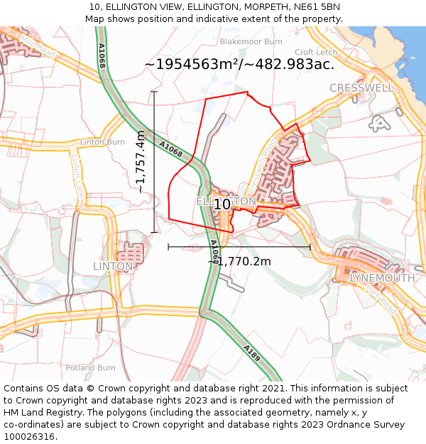 10, ELLINGTON VIEW, ELLINGTON, MORPETH, NE61 5BN: Plot and title map