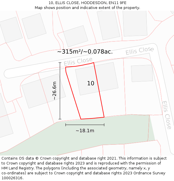 10, ELLIS CLOSE, HODDESDON, EN11 9FE: Plot and title map