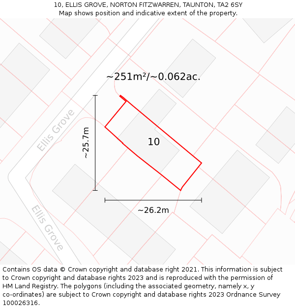 10, ELLIS GROVE, NORTON FITZWARREN, TAUNTON, TA2 6SY: Plot and title map