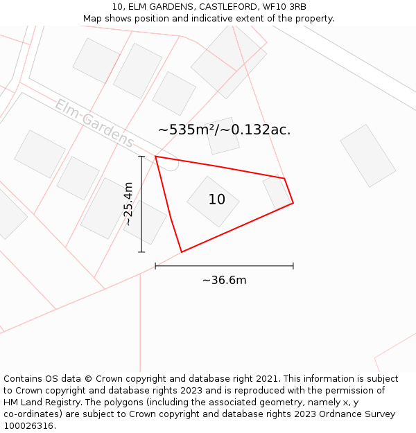 10, ELM GARDENS, CASTLEFORD, WF10 3RB: Plot and title map