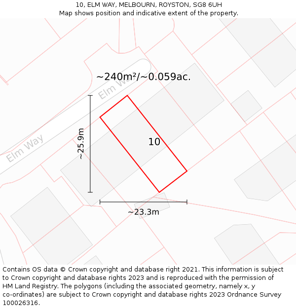 10, ELM WAY, MELBOURN, ROYSTON, SG8 6UH: Plot and title map