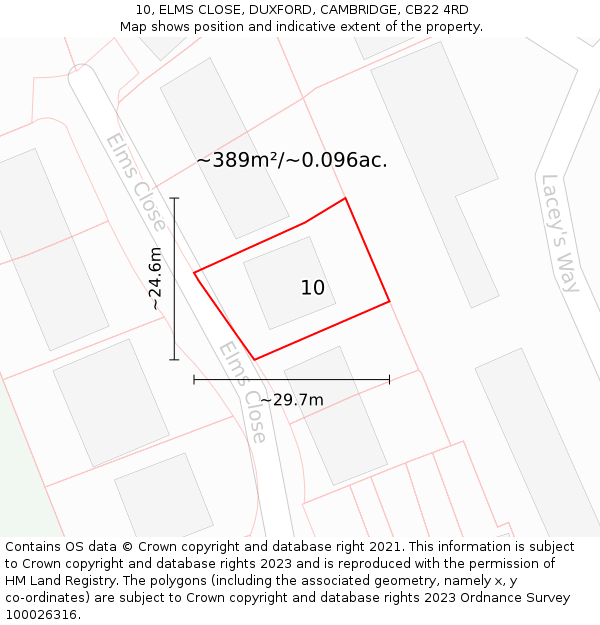 10, ELMS CLOSE, DUXFORD, CAMBRIDGE, CB22 4RD: Plot and title map
