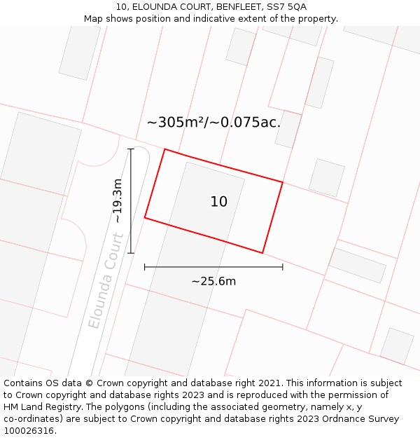 10, ELOUNDA COURT, BENFLEET, SS7 5QA: Plot and title map