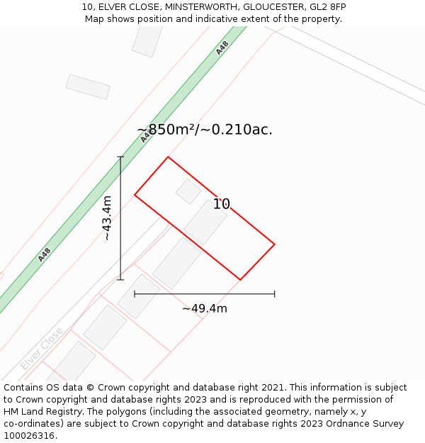 10, ELVER CLOSE, MINSTERWORTH, GLOUCESTER, GL2 8FP: Plot and title map